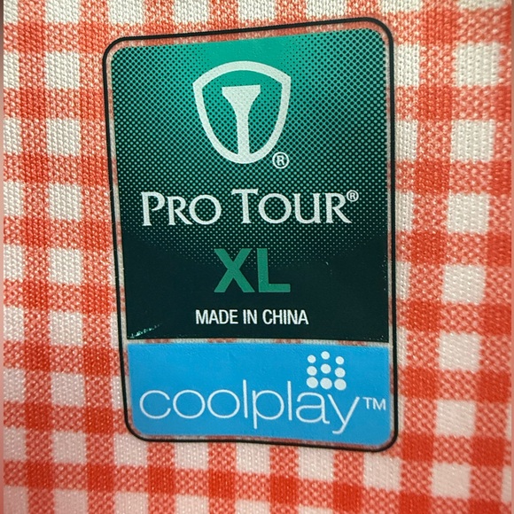 MEN’s EUC Pro Tour Classic Orange and White Checkered Polo Shirt Men’s XL - Picture 3 of 4
